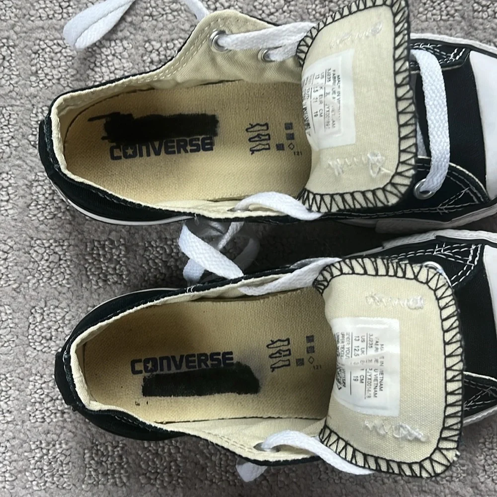 Converse All Star Chuck Taylor Low Top Sneakers Black and White Youth 13